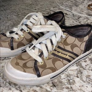 Brown coach signature sneakers